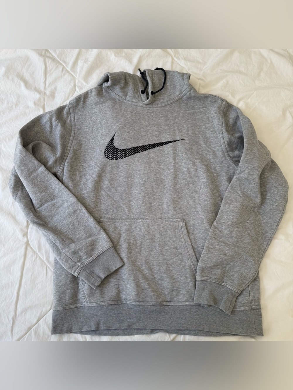 Nike Gray Pullover Hoodie with Black Swoosh